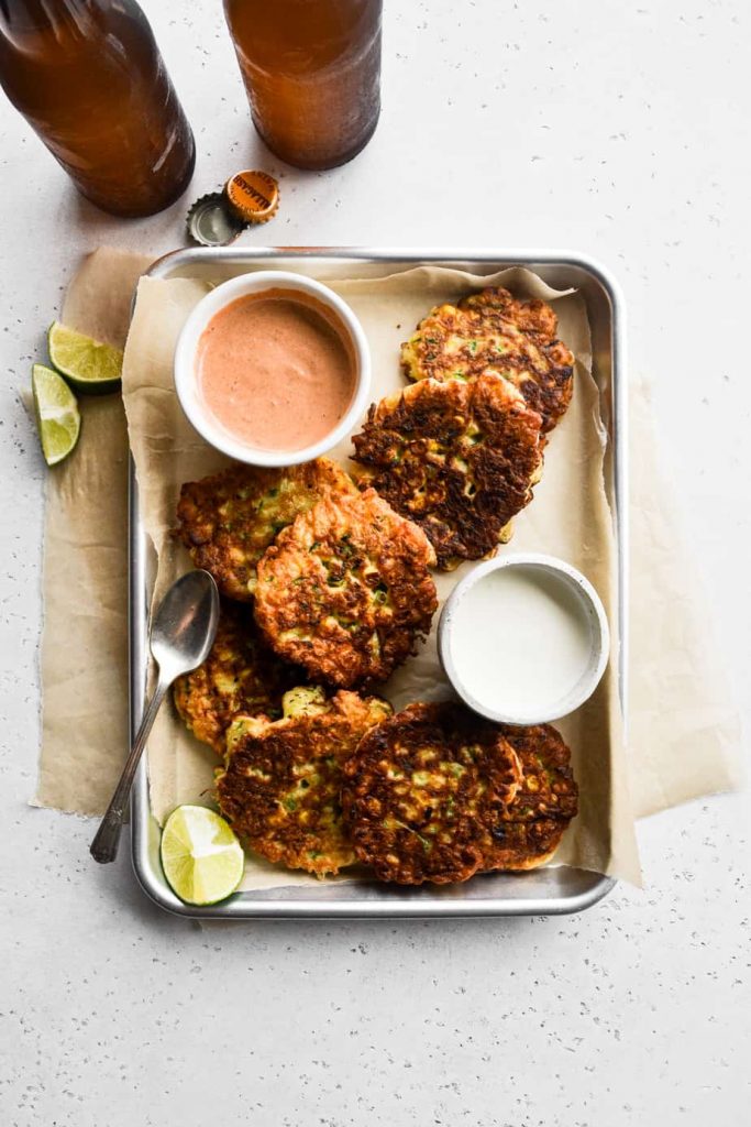 Zucchini Corn Fritters with Homemade Chipotle Mayo