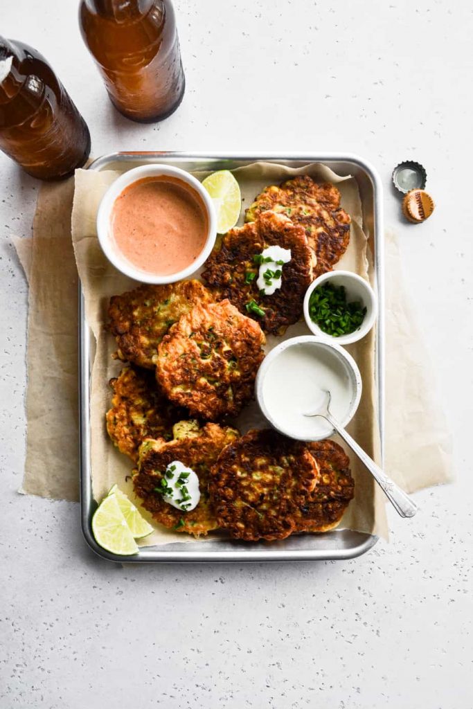 Zucchini Corn Fritters with Homemade Chipotle Mayo