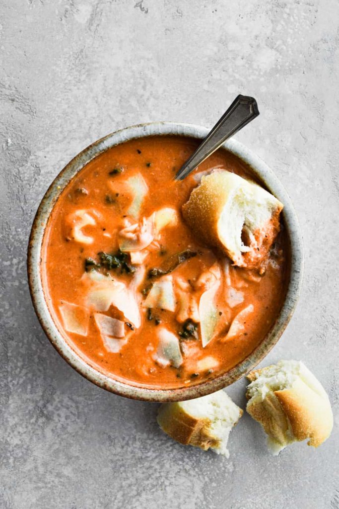 Tortellini Soup with Bread