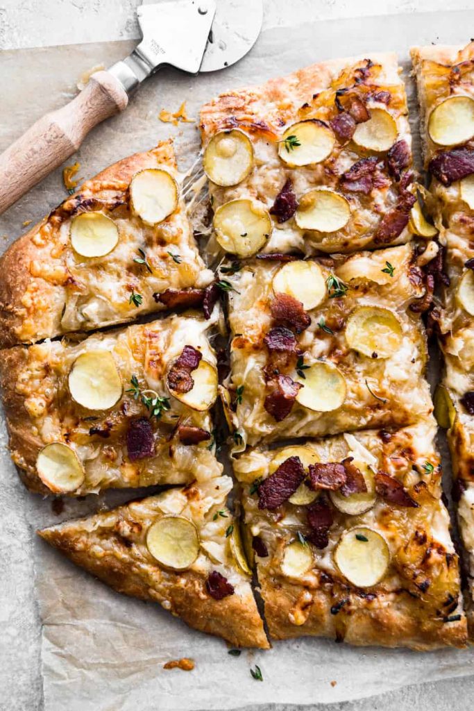 Caramelized Onion and Bacon Pizza Cheese Pull