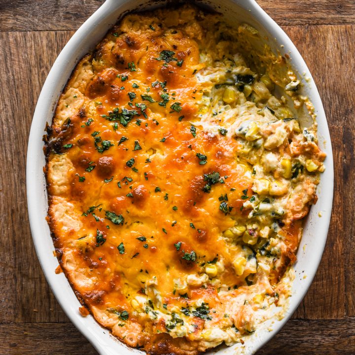 Roasted Poblano Corn Dip - Cozy Cravings