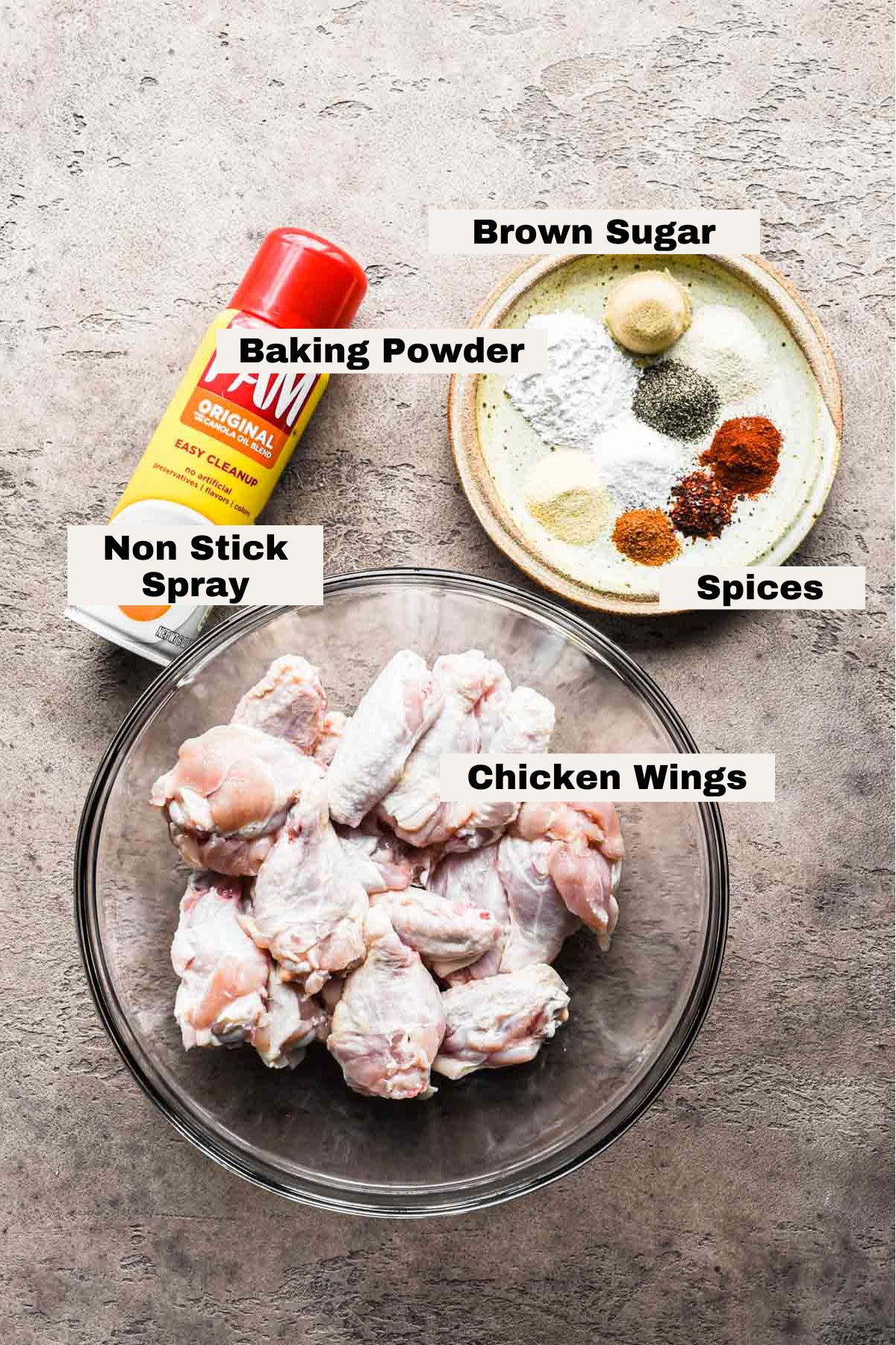 Ingredients for dry rub chicken wings.