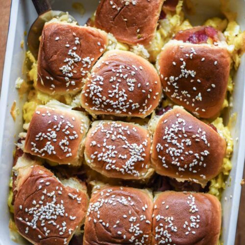 Bacon egg and cheese breakfast sliders.