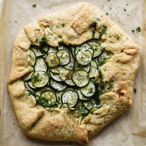 Freshly baked zucchini ricotta galette.