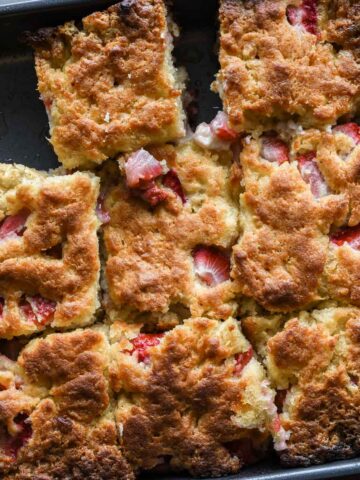 Close up of freshly baked biscuits.